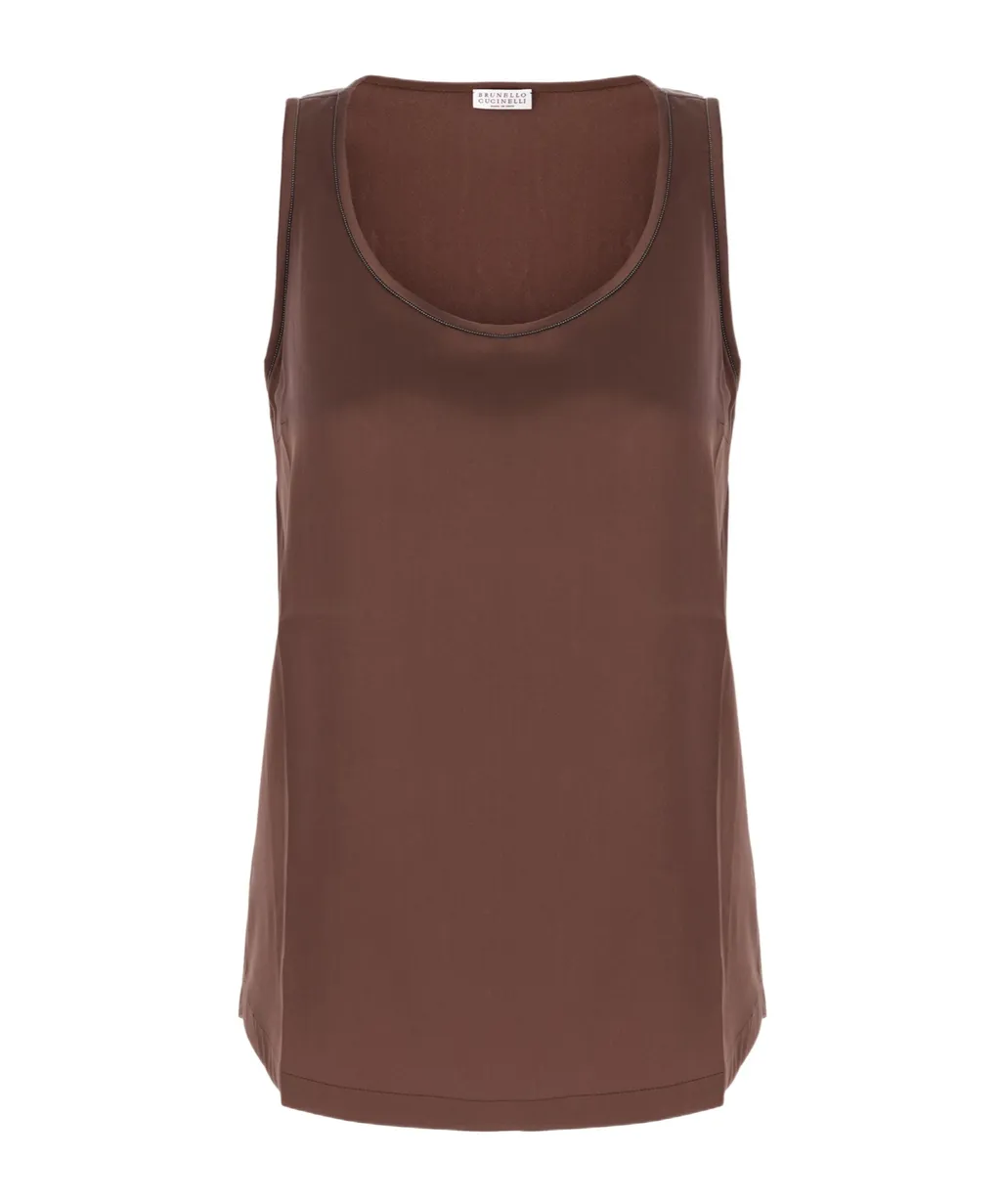 Sequin-Trimmed Sleeveless Top