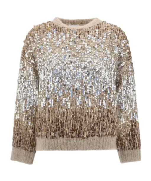 Sequin Embellished Crewneck Jumper