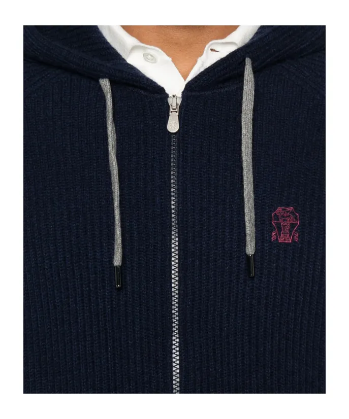 Logo Embroidered Zipped Cardigan