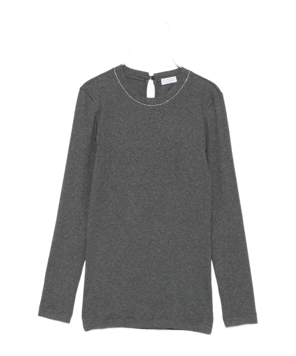 Long-Sleeve Top With Keyhole Detail