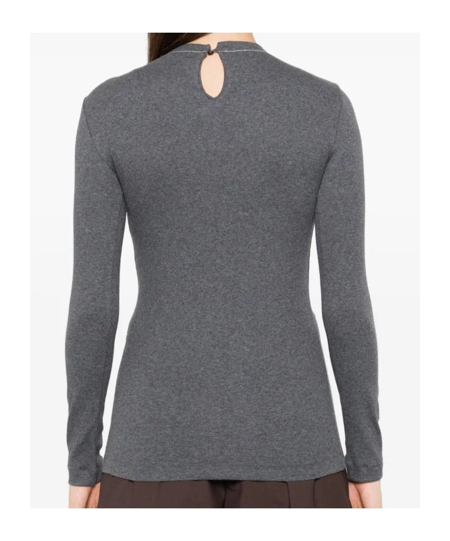 Long-Sleeve Top With Keyhole Detail