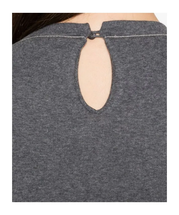 Long-Sleeve Top With Keyhole Detail