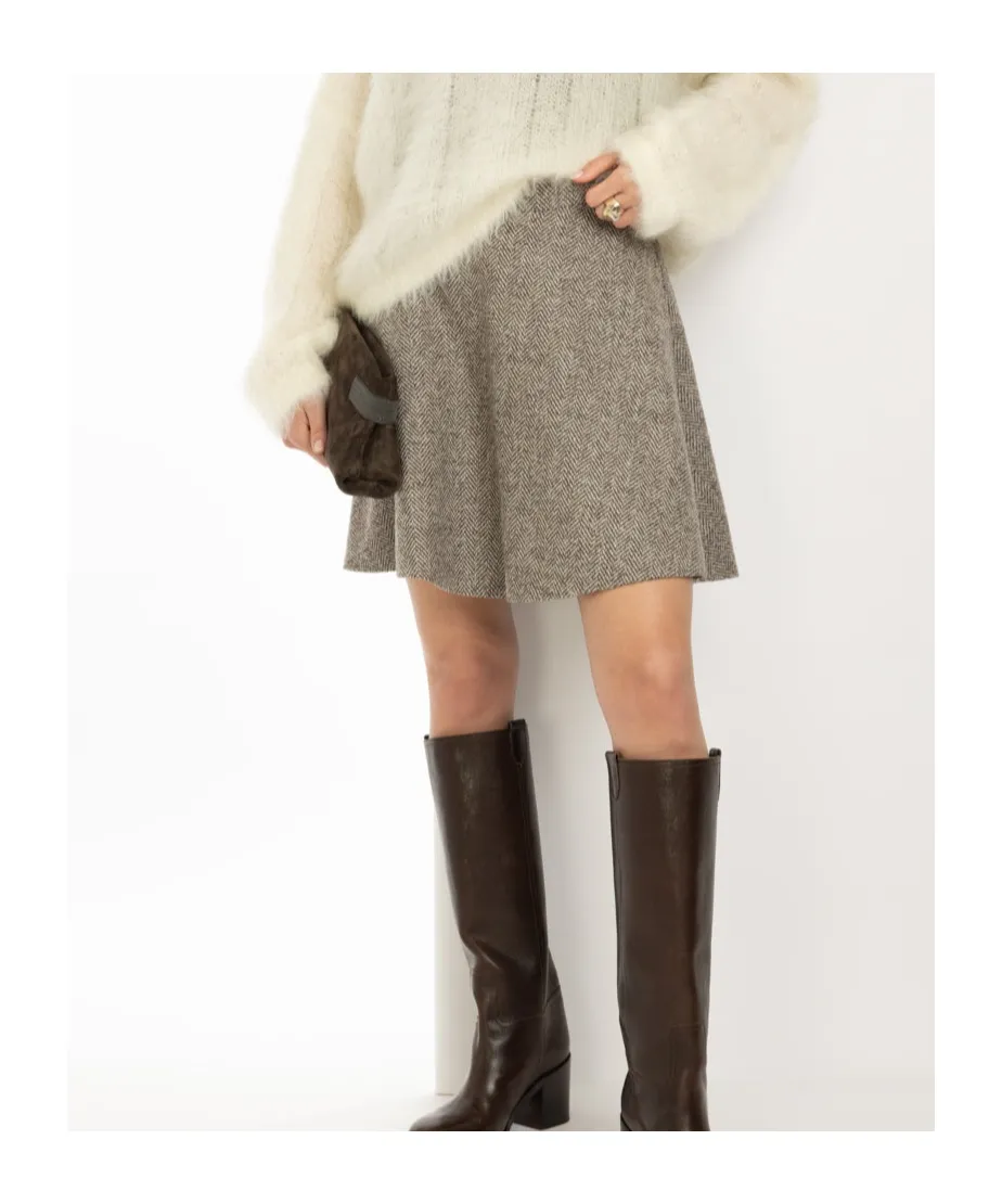 Herringbone Wool Skirt