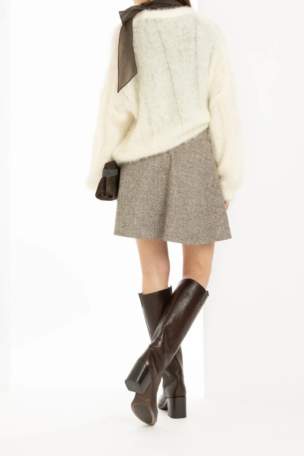 Herringbone Wool Skirt