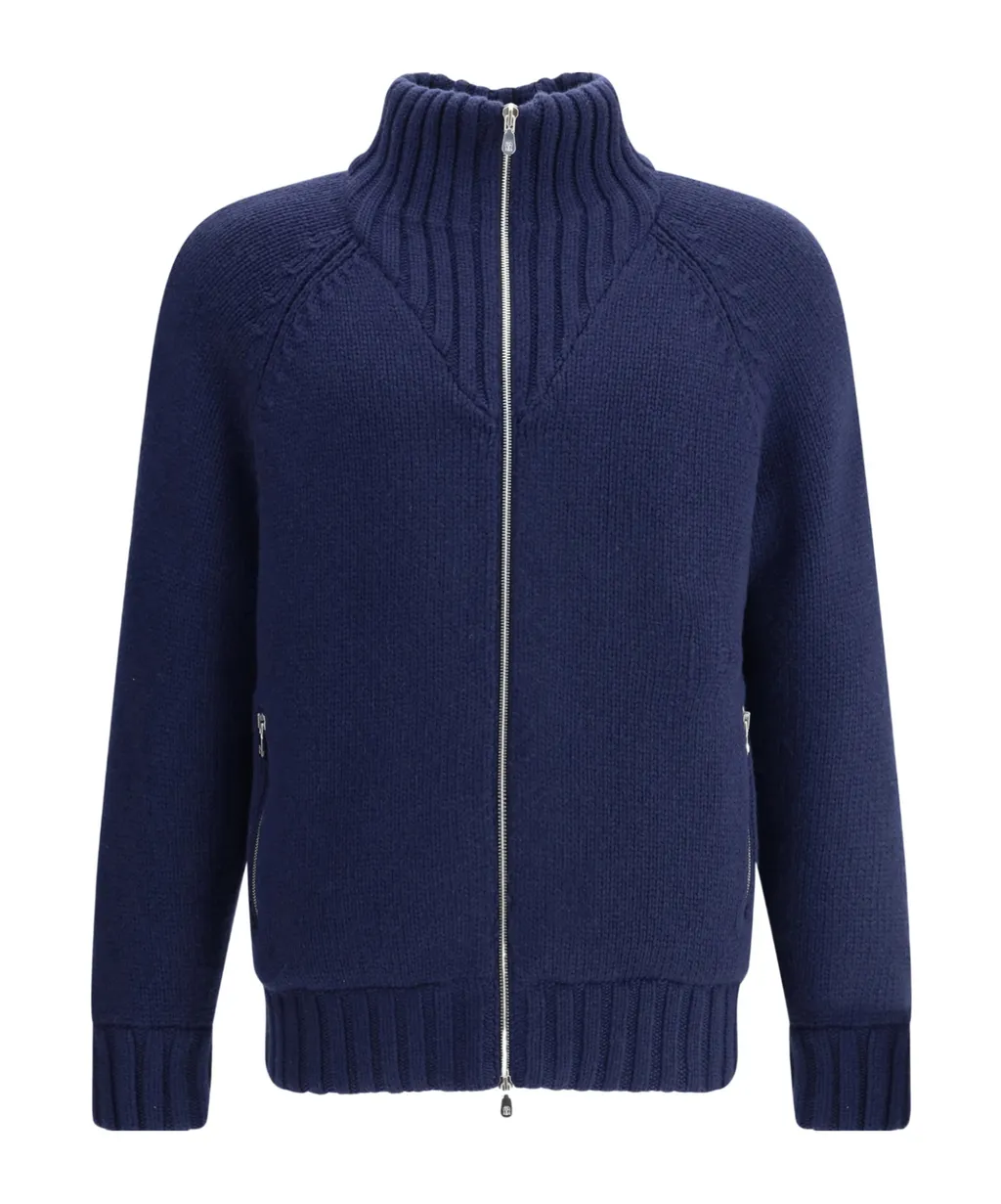 High-Neck Zip-Front Cashmere Jacket