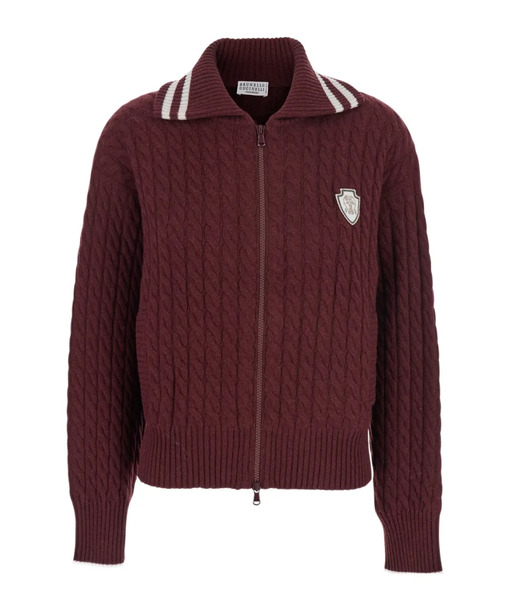 Logo Detailed Zip-Up Cardigan