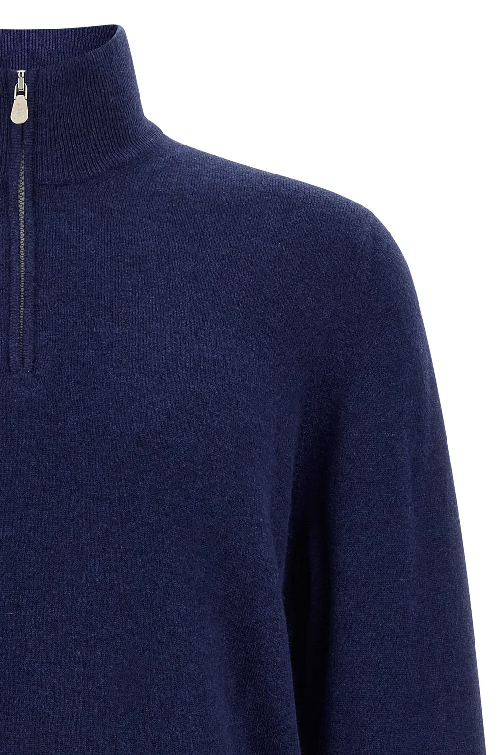 Funnel-Neck Knitted Polo Shirt