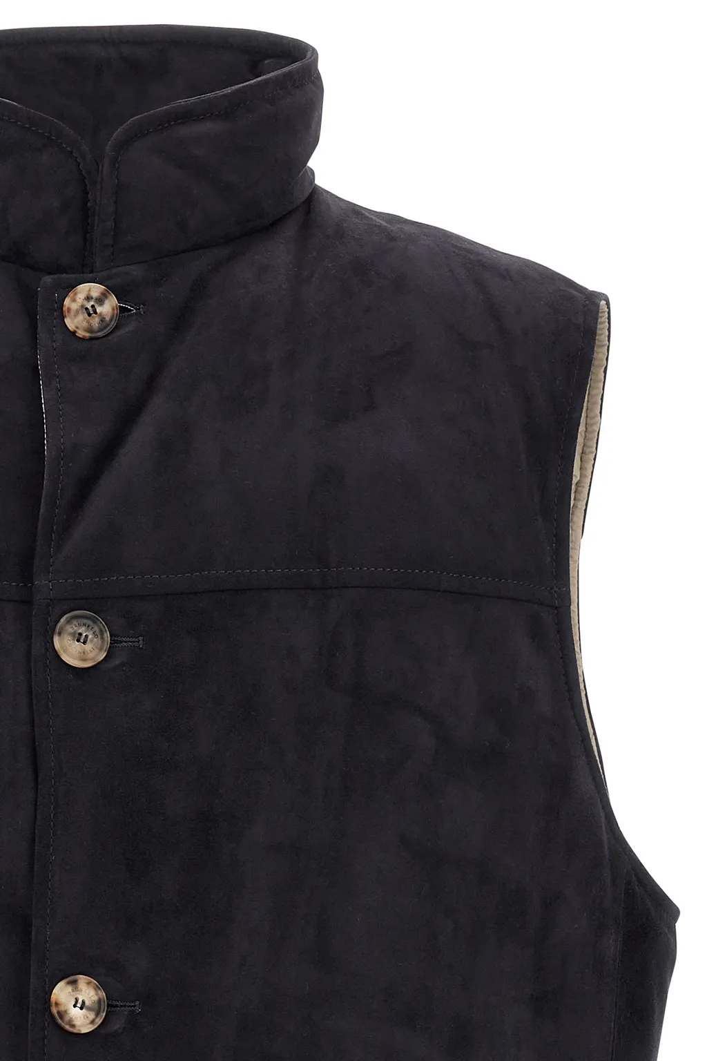 High-Neck Leather Vest