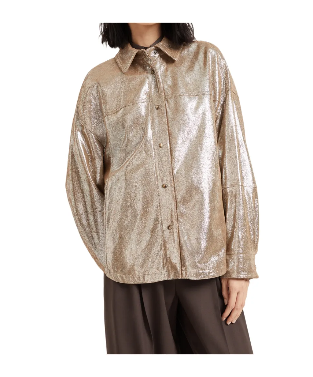 Long-Sleeved Leather Shirt