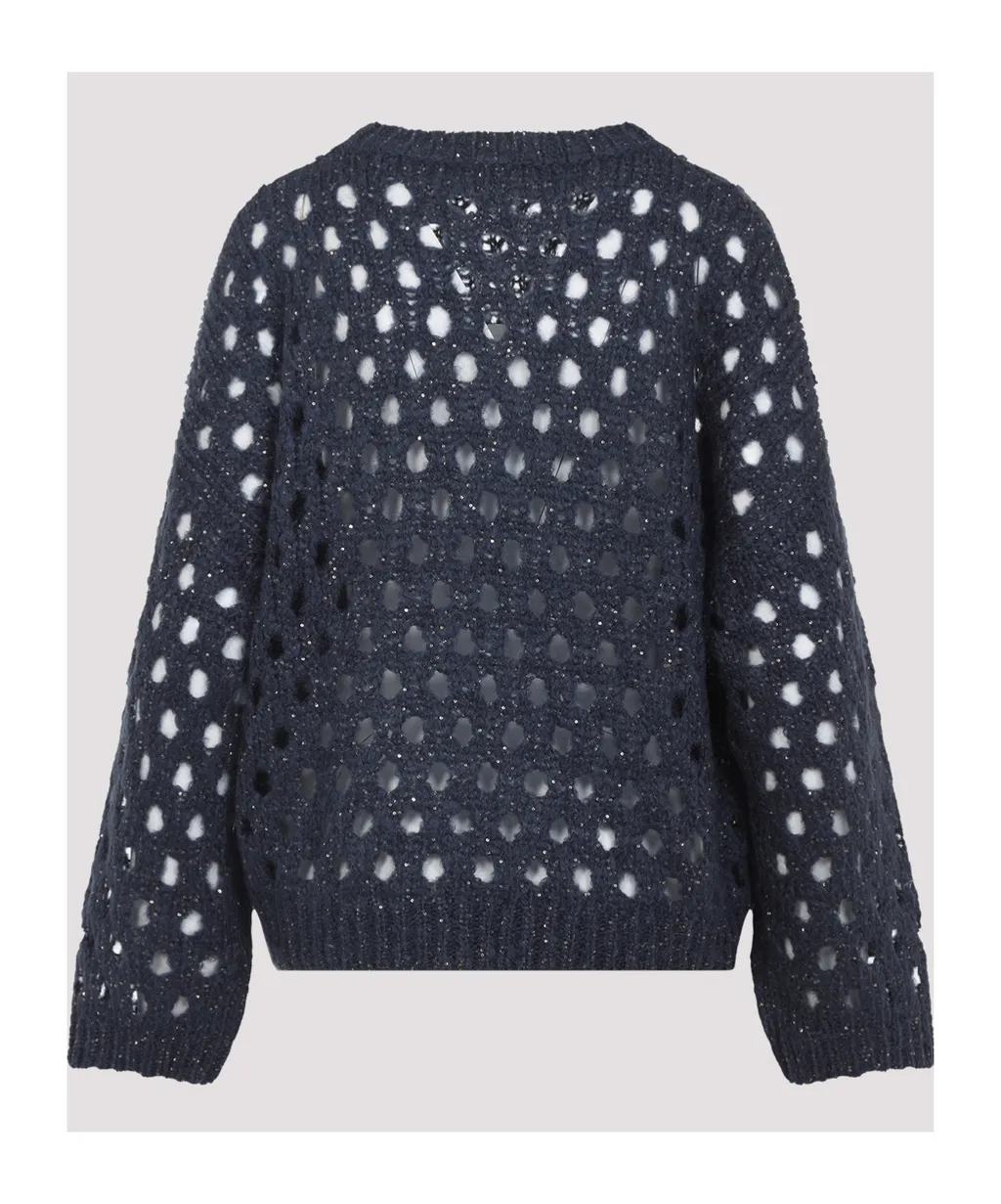 Open-Knitted Sequined Jumper