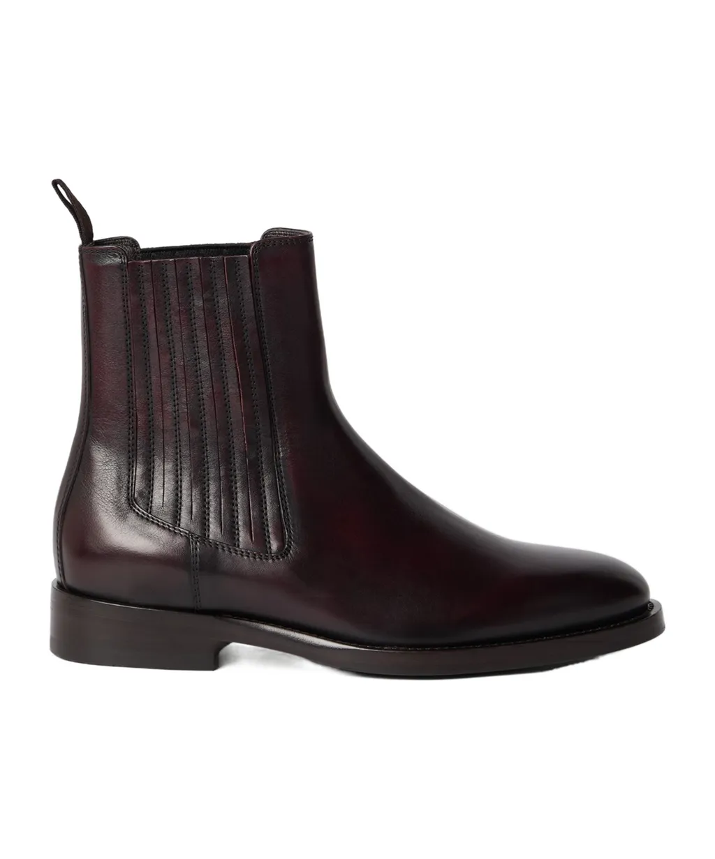Burnished Leather Chelsea Boots