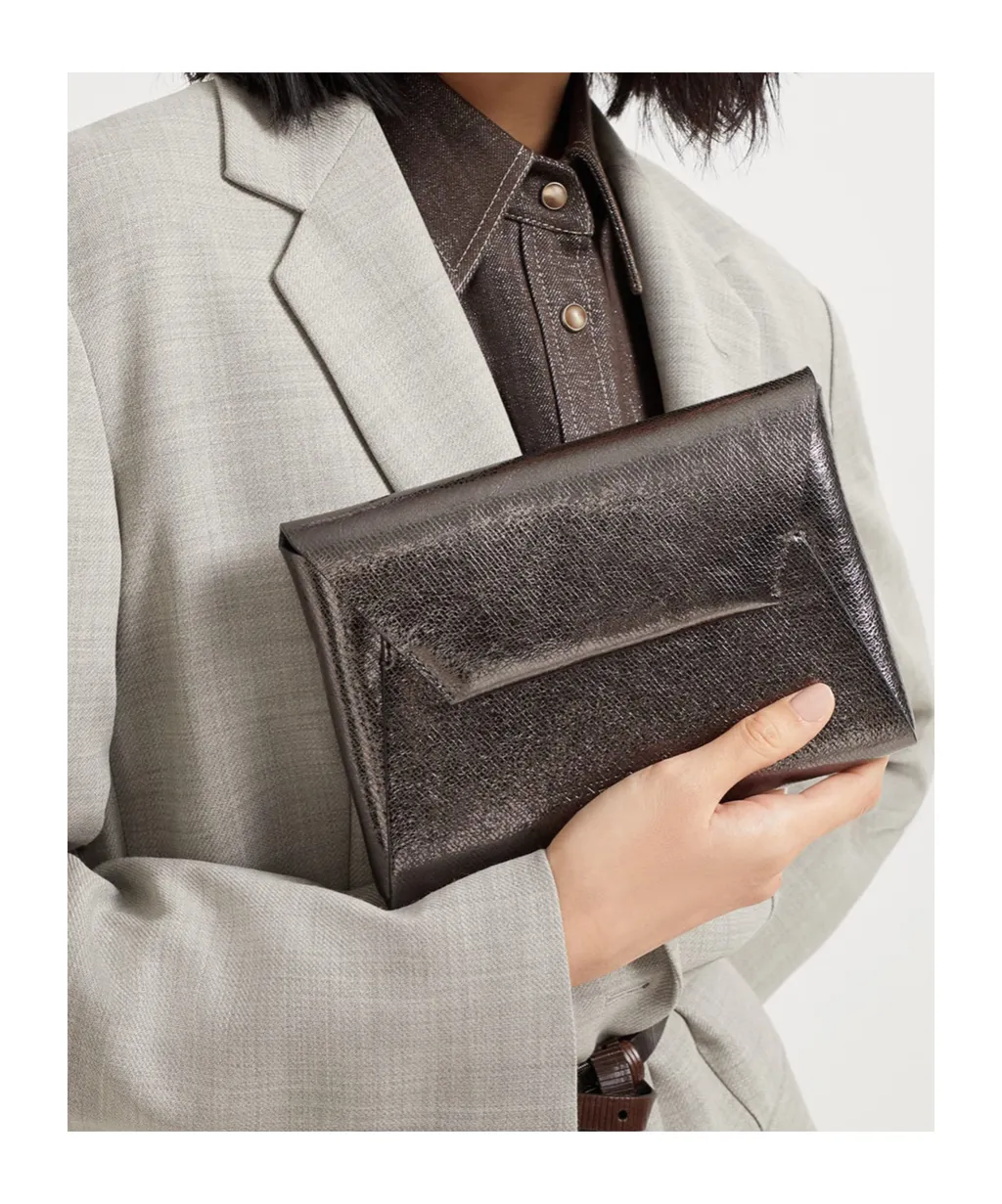 Metallic Flap Clutch Bag