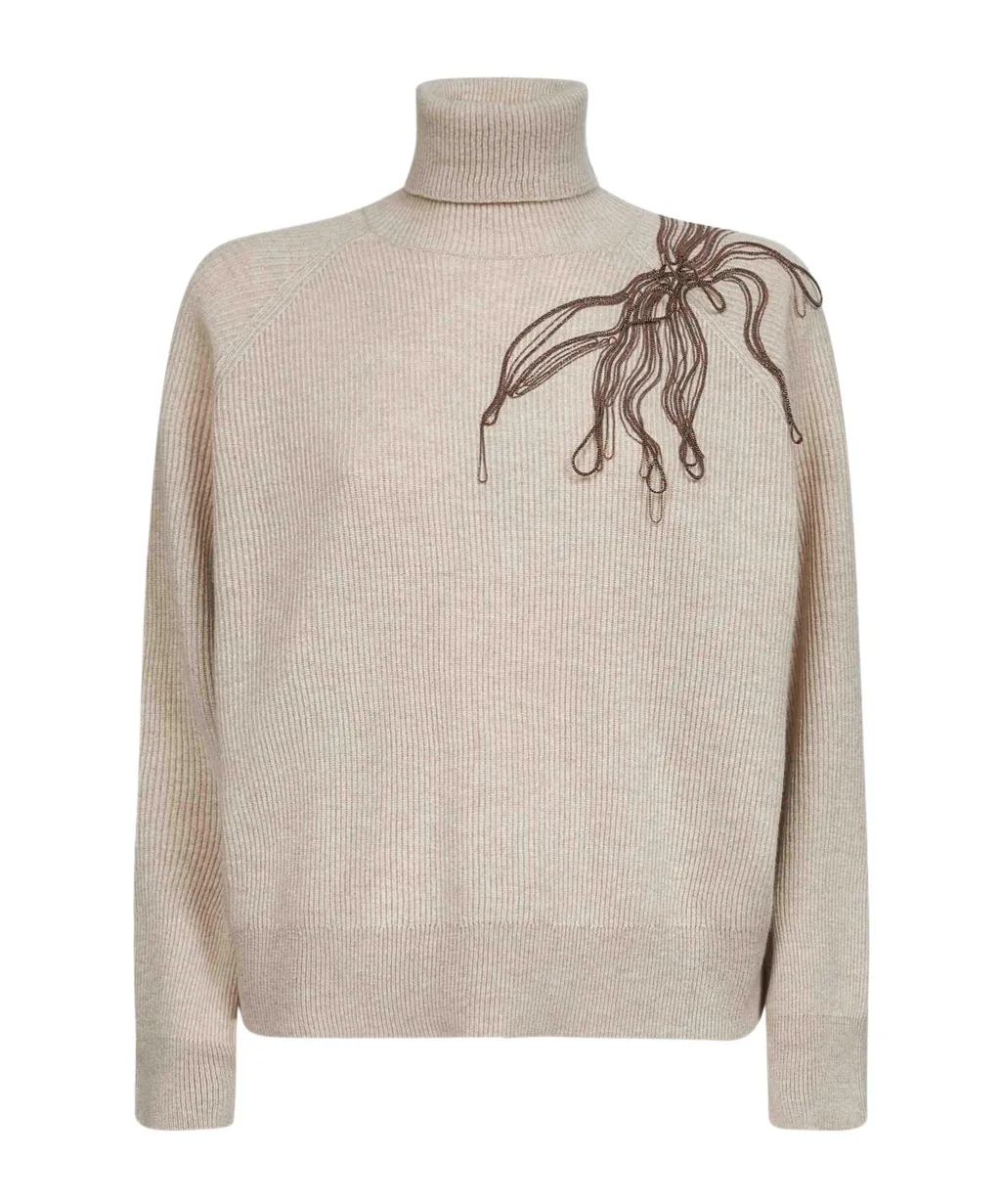 Monili Detailed Roll Neck Sweater