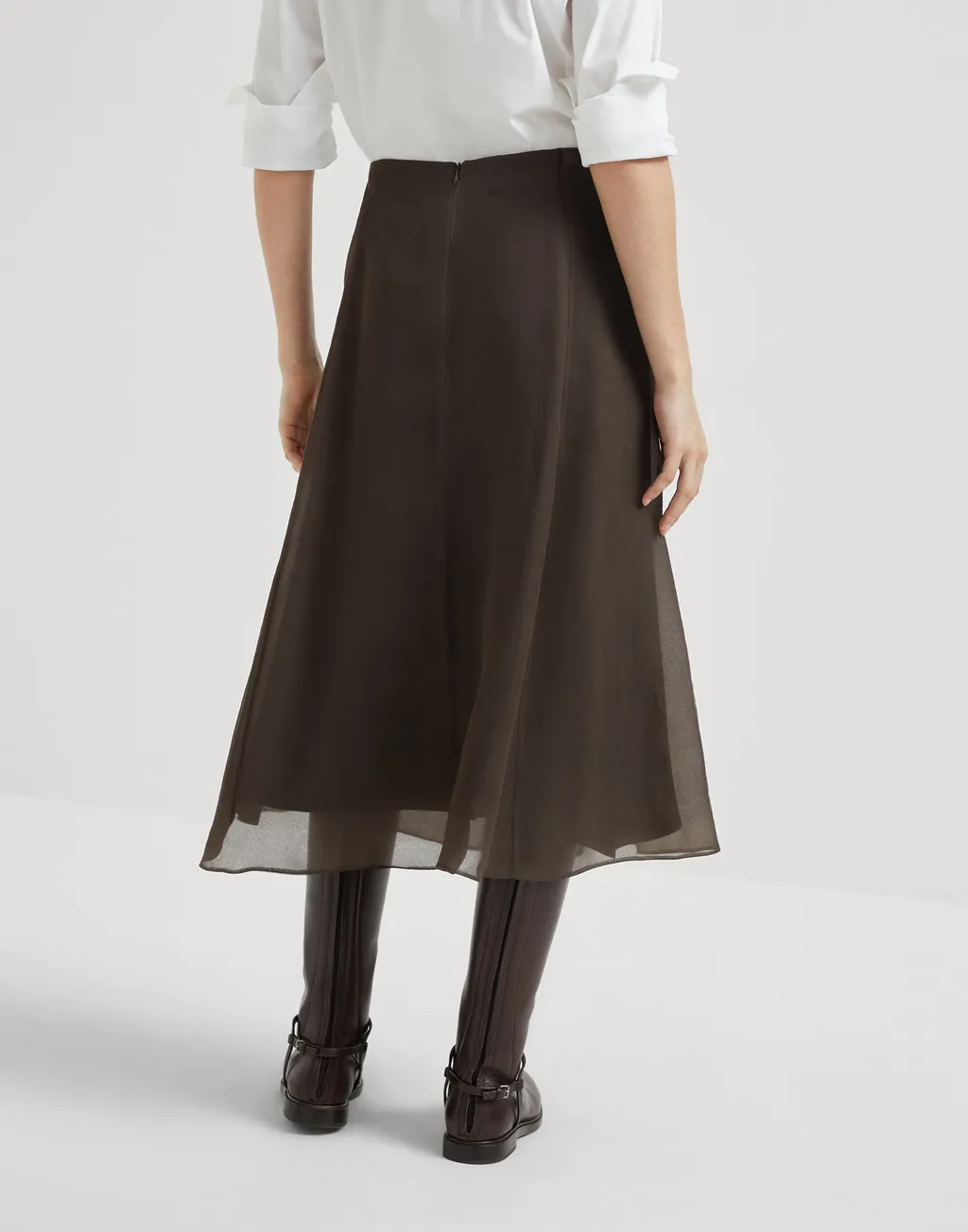 Flared Hem Midi Skirt