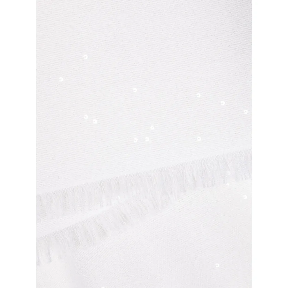 Sequin-Embellished Frayed-Hem Scarf