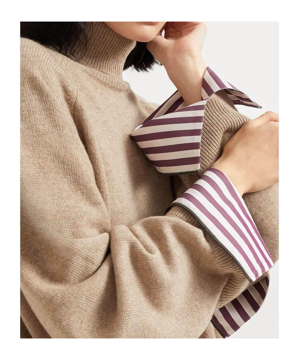 Roll Neck Stripe Detailed Sweater