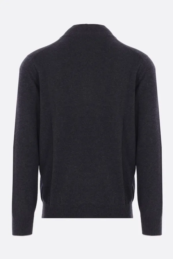 Funnel-Neck Knitted Polo Shirt