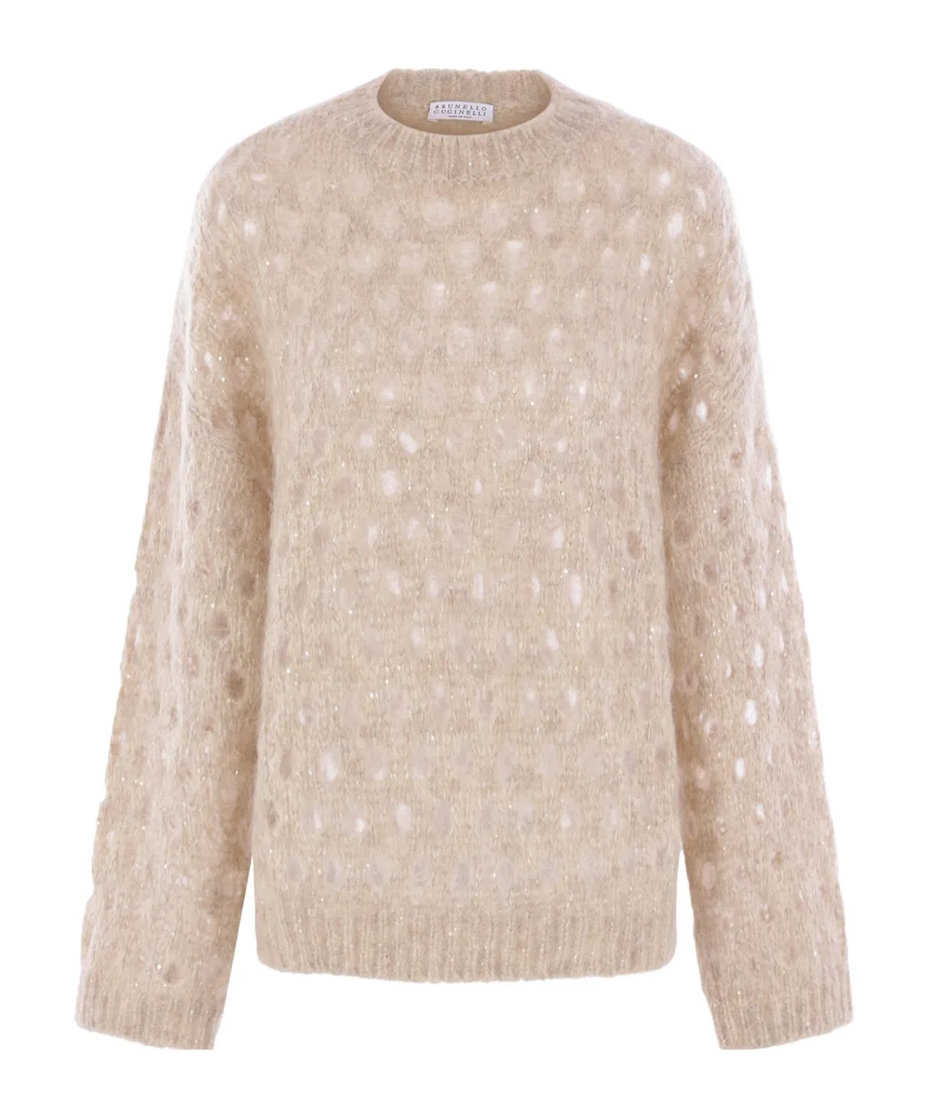 Crewneck Open-Knit Sweater