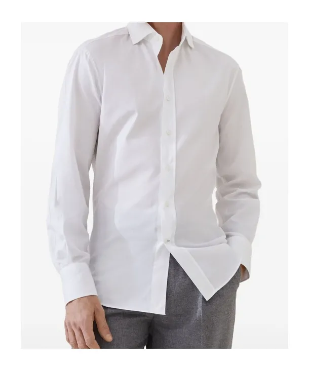Button-Up Long-Sleeved Twill Shirt