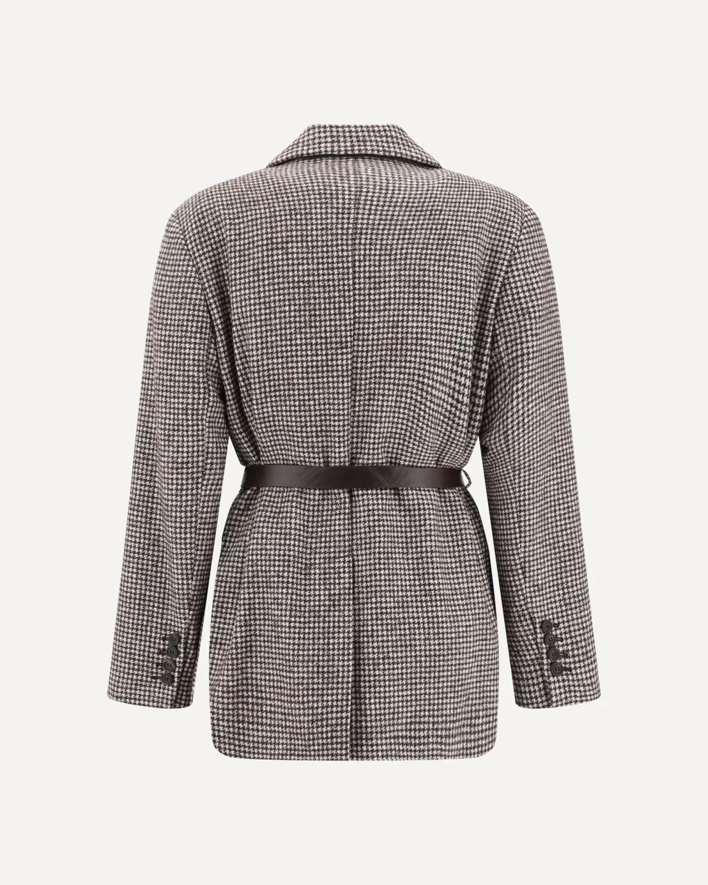 Houndstooth Detailed Belted Blazer