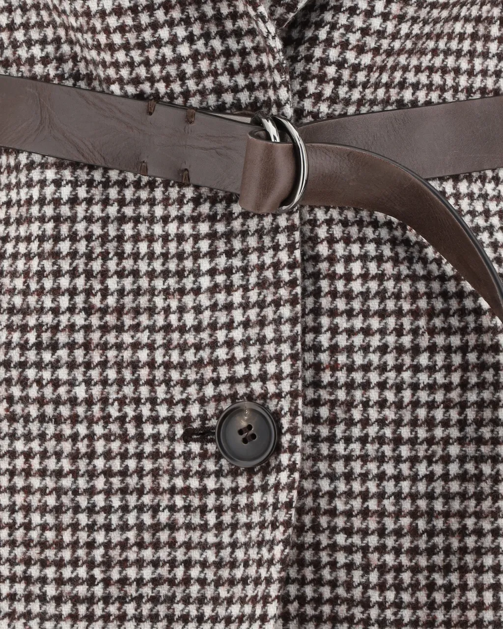 Houndstooth Detailed Belted Blazer