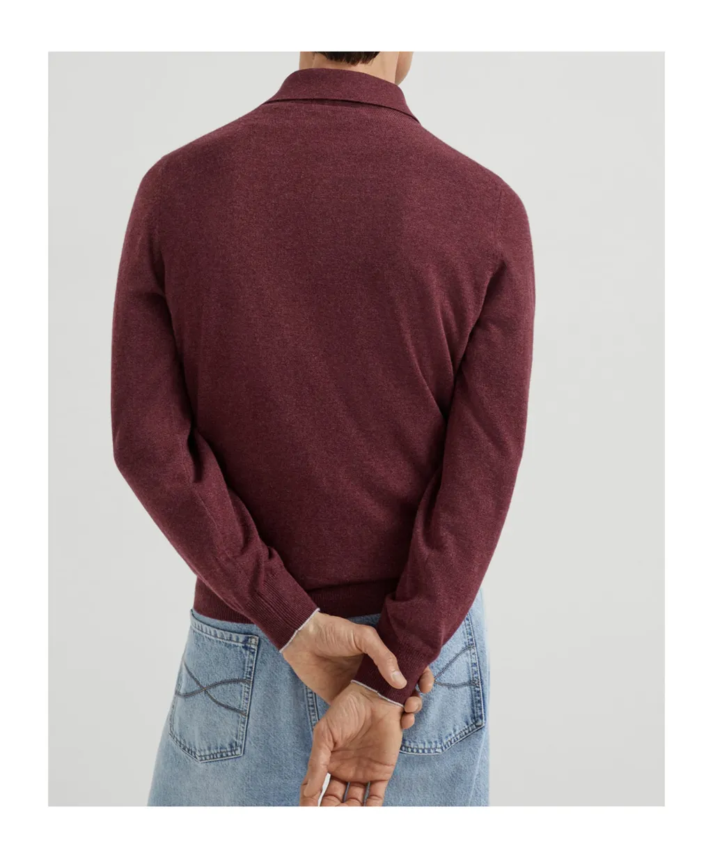 Long Sleeved Knitted Polo Shirt
