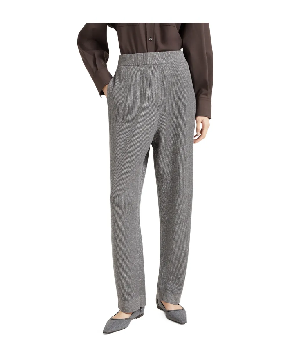 Elasticated Waistband Ribbed Trousers