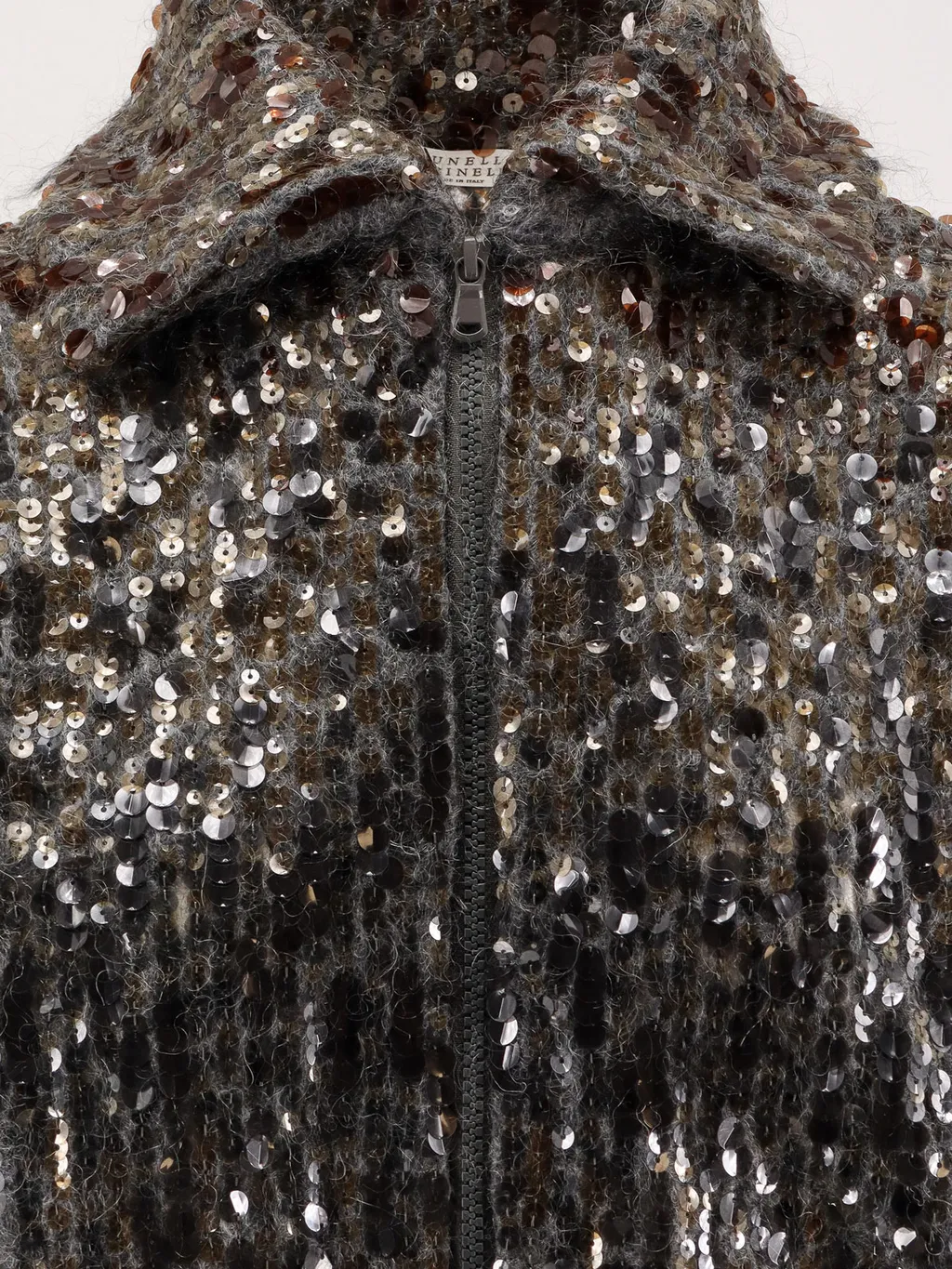 Sequin Embellished Zipped Cardigan