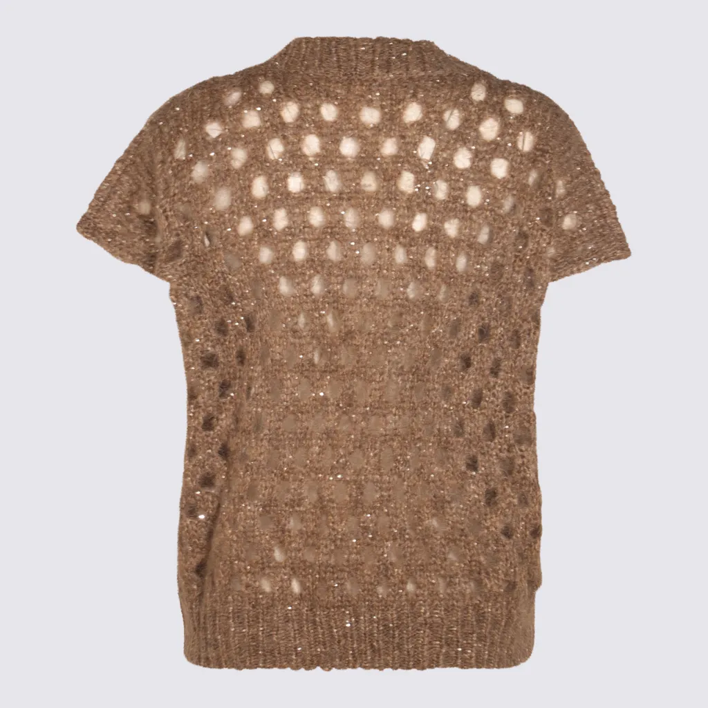 Open-Knit V-Neck Sweater