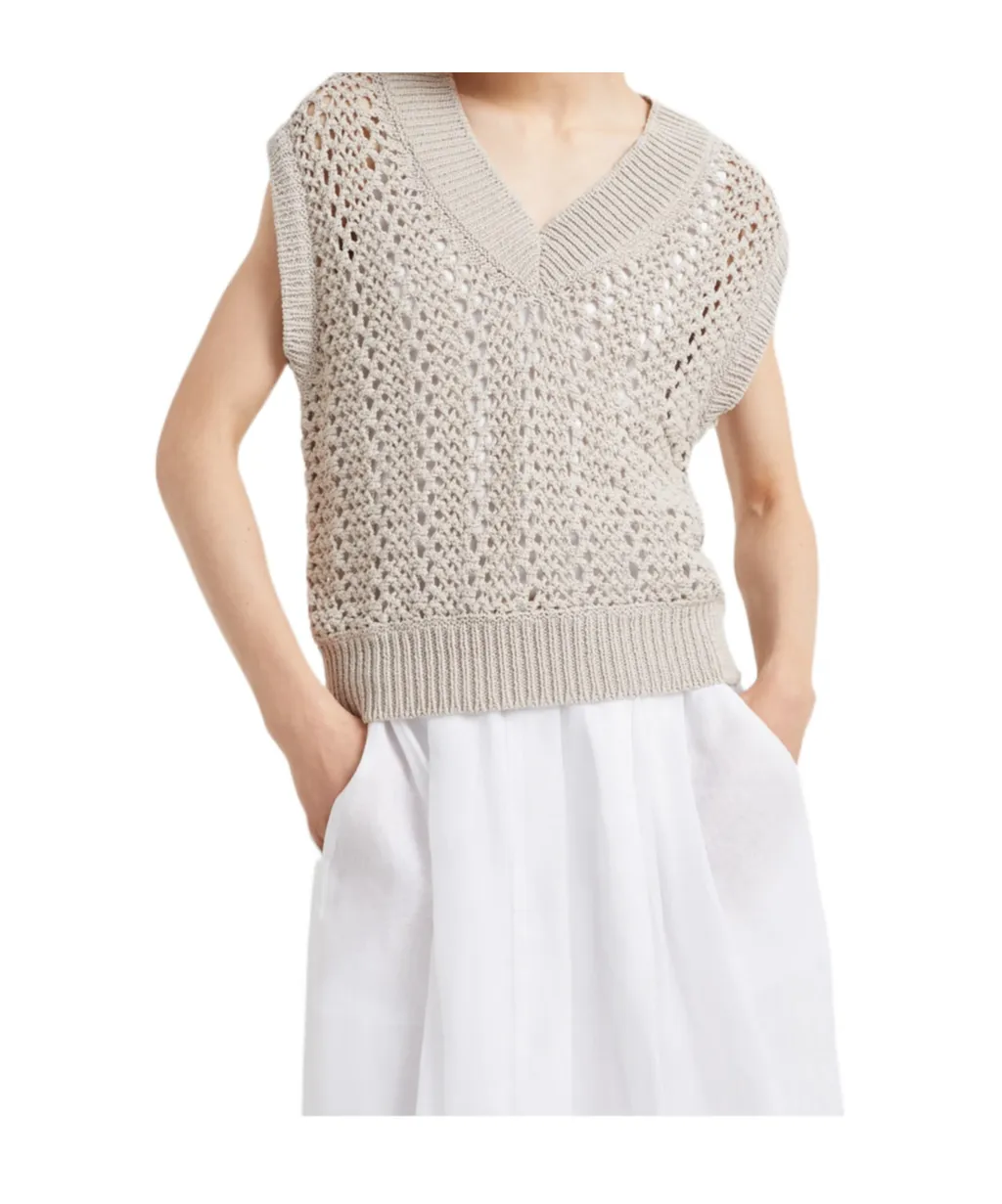 Sleeveless Open-Knit Top