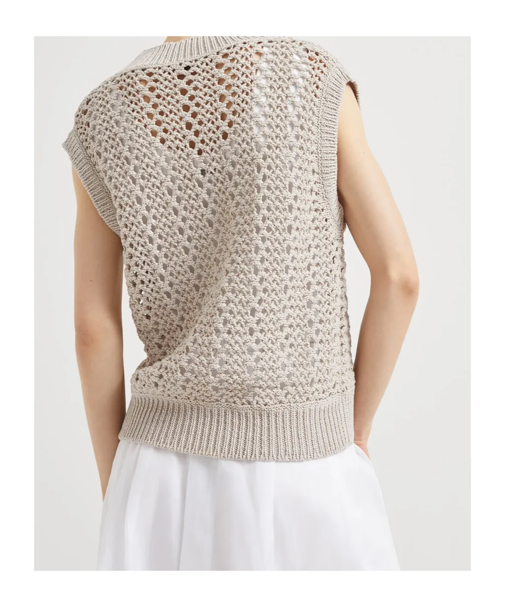 Sleeveless Open-Knit Top