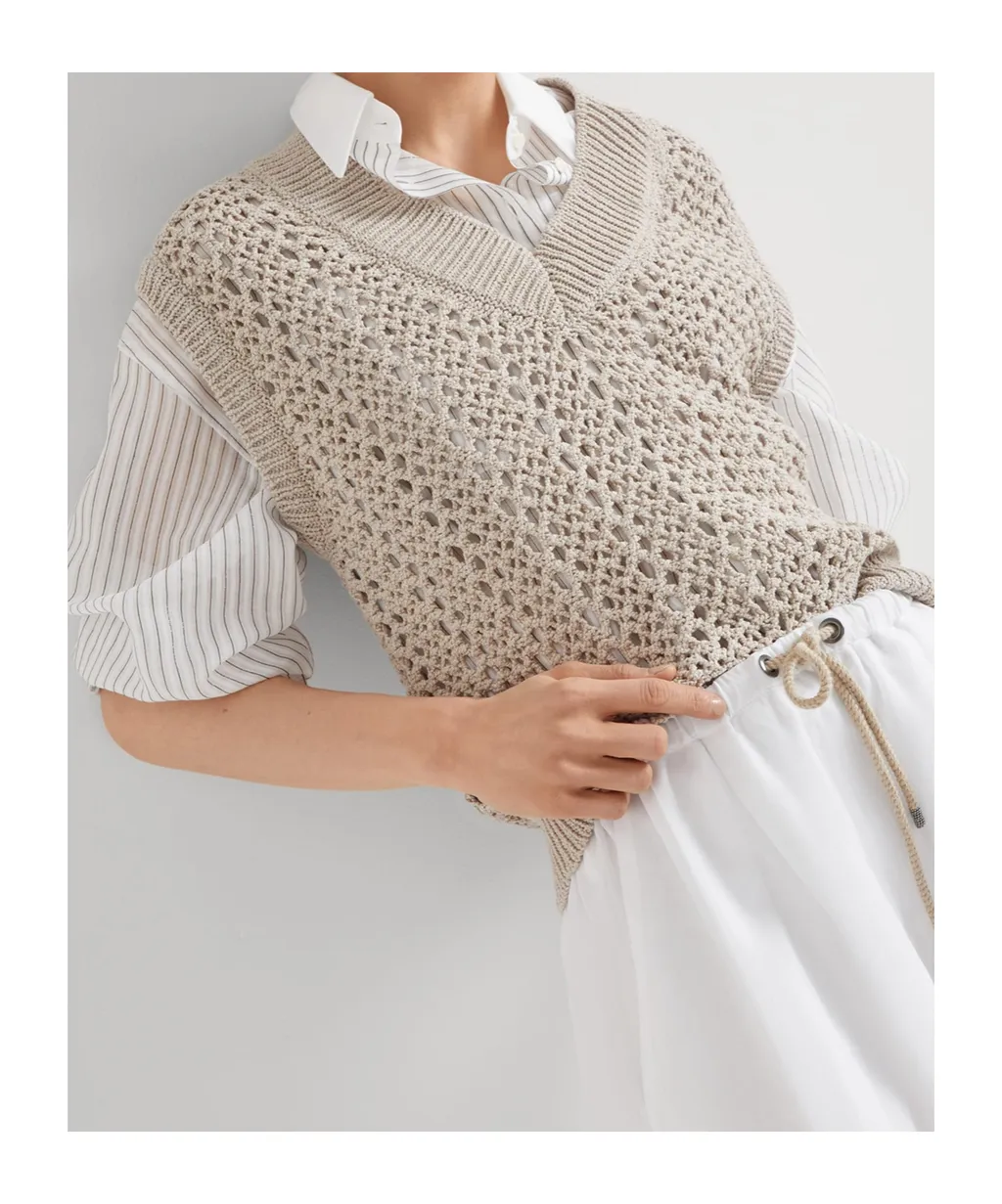 Sleeveless Open-Knit Top