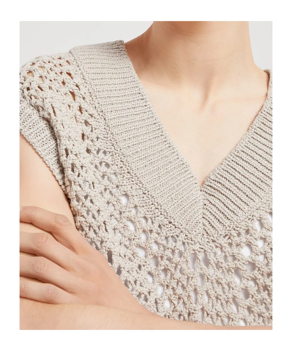 Sleeveless Open-Knit Top