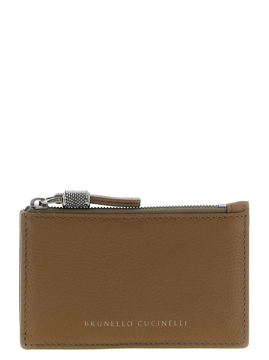 Embossed-Logo Zipper Card Holder
