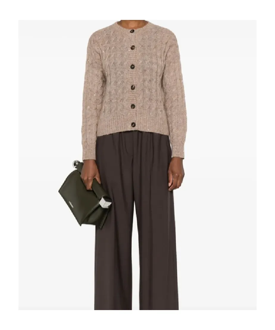 Sequin-Embellished Cable-Knit Cardigan