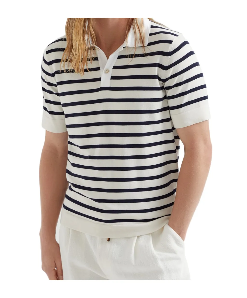 Striped Knit Polo Shirt