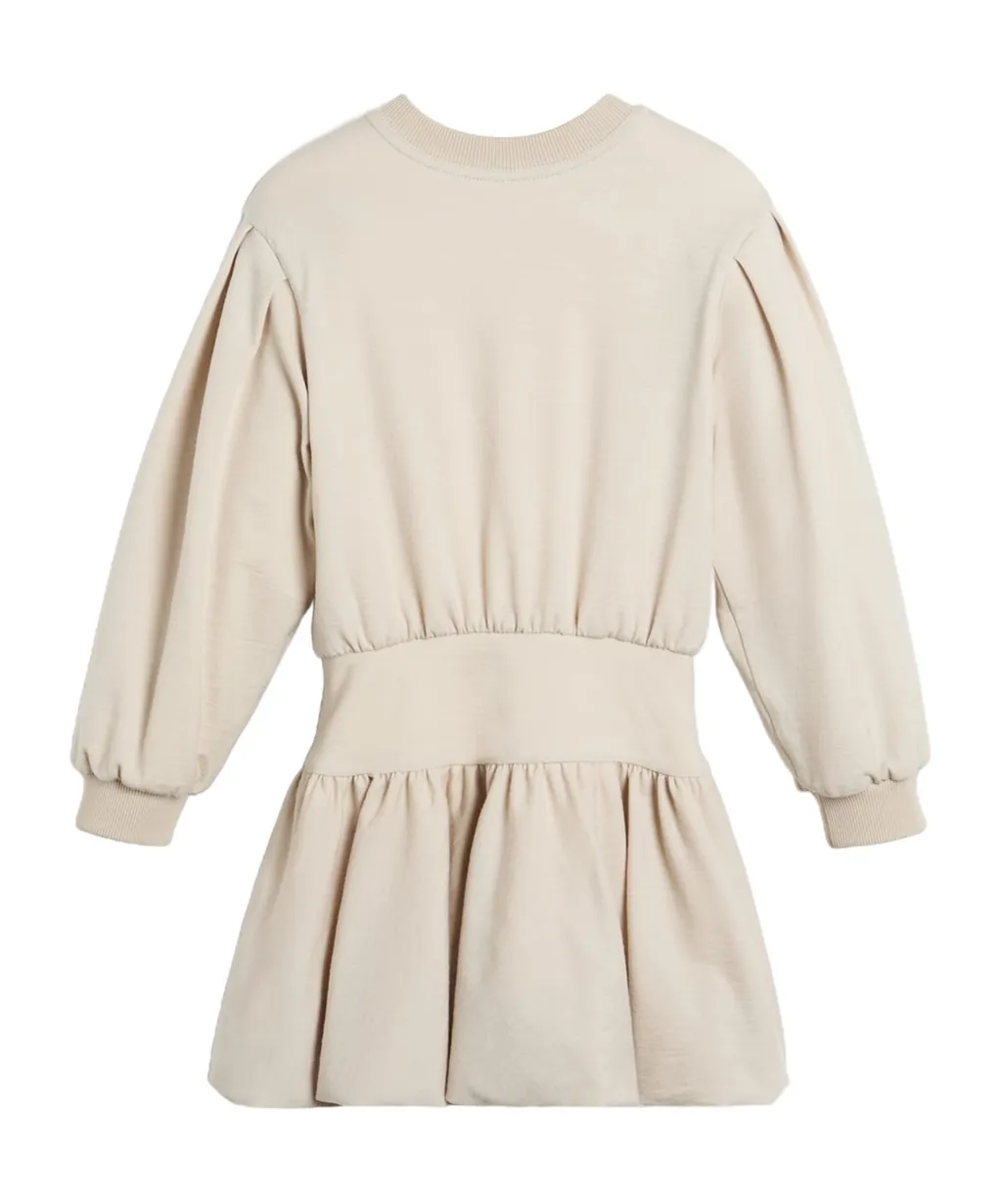 Floral-Appliqué Wool-Blend Dress