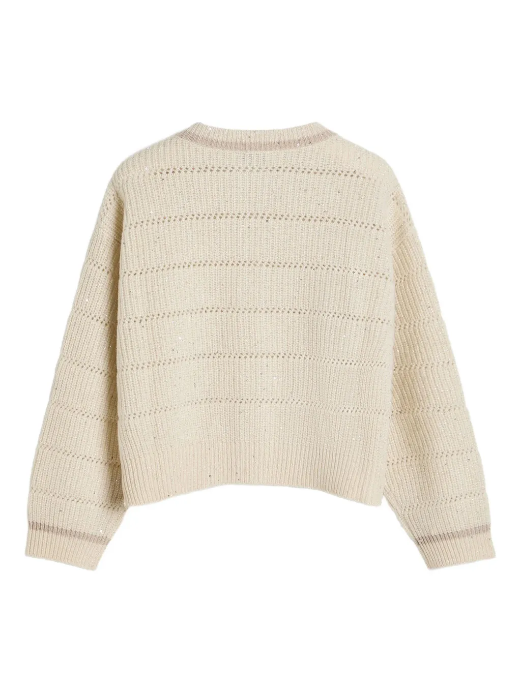 Sequin-Embellished Open-Knit Cardigan