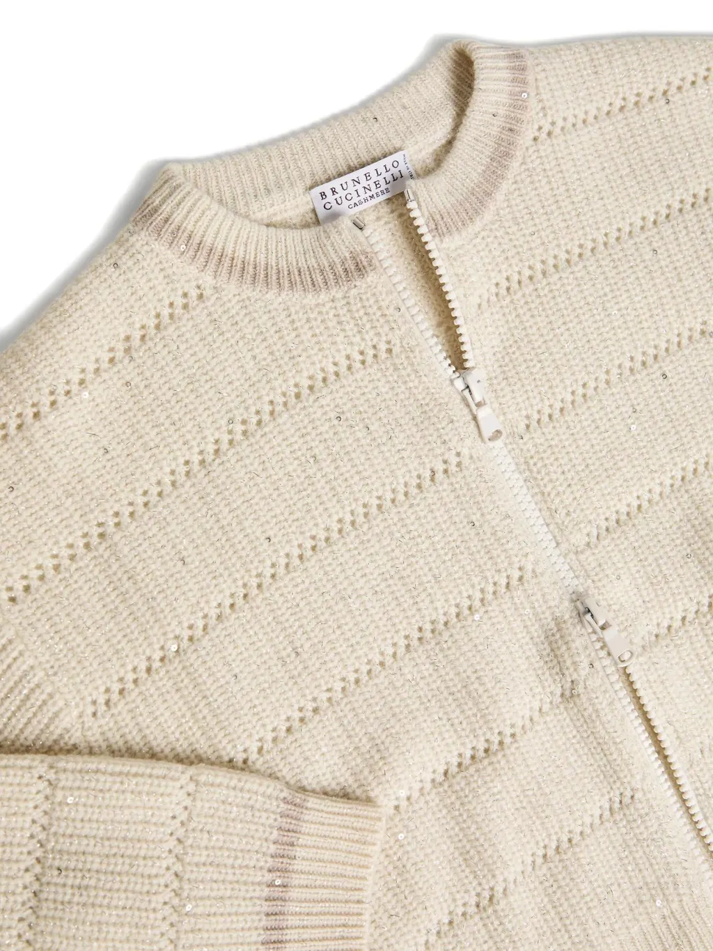 Sequin-Embellished Open-Knit Cardigan