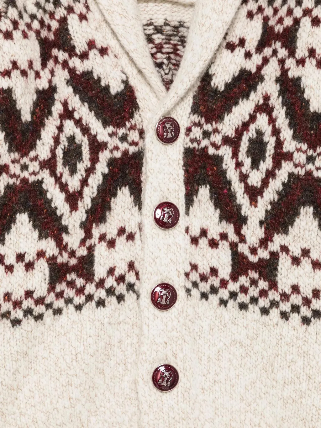 Shawl-Collar Patterned Cardigan
