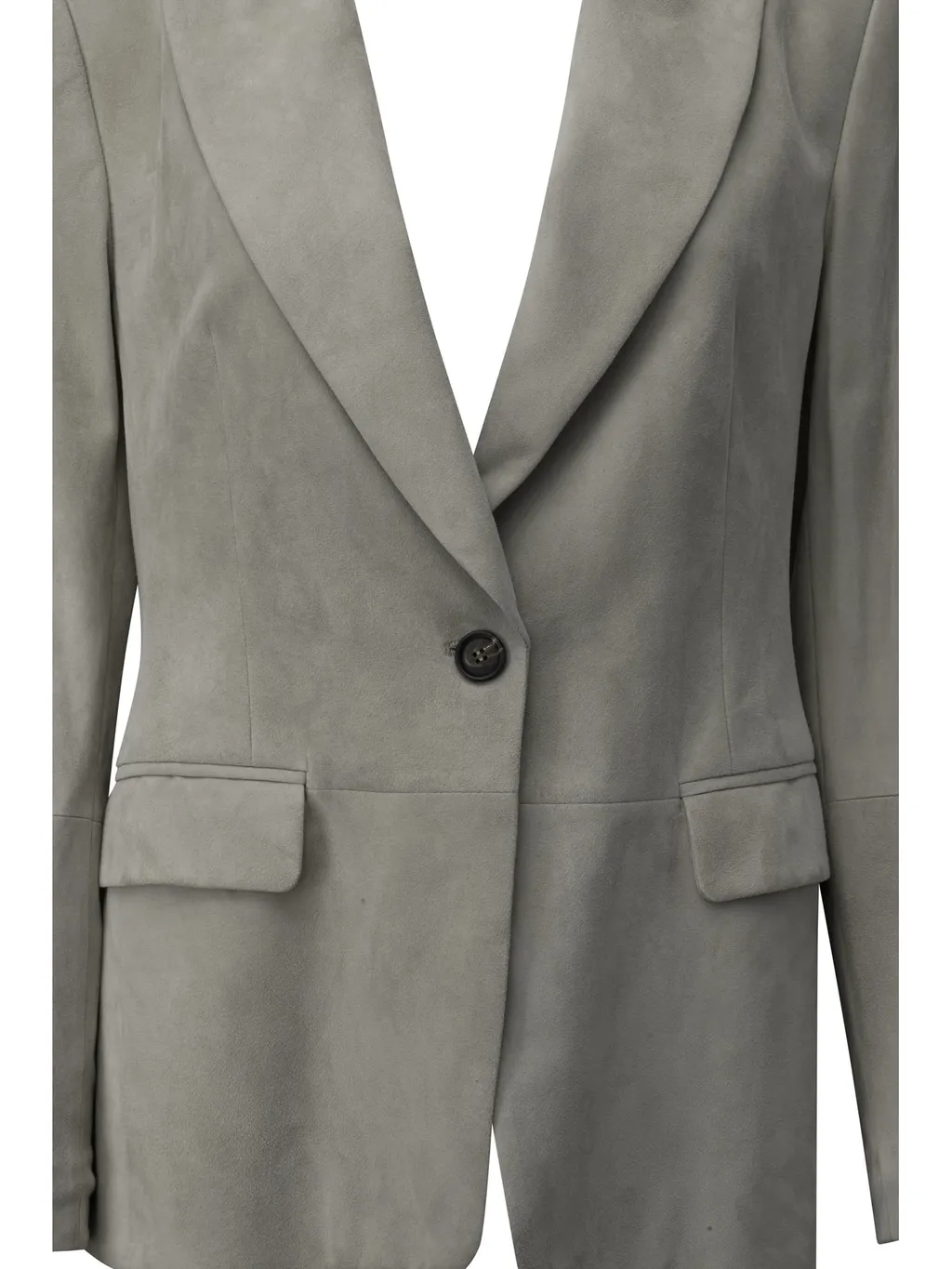Single-Breasted Suede Leather Blazer