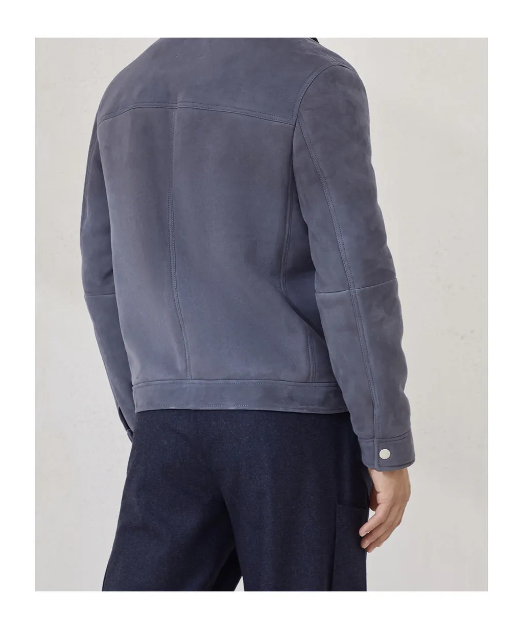 Shearling-Collar Flap-Pocket Jacket