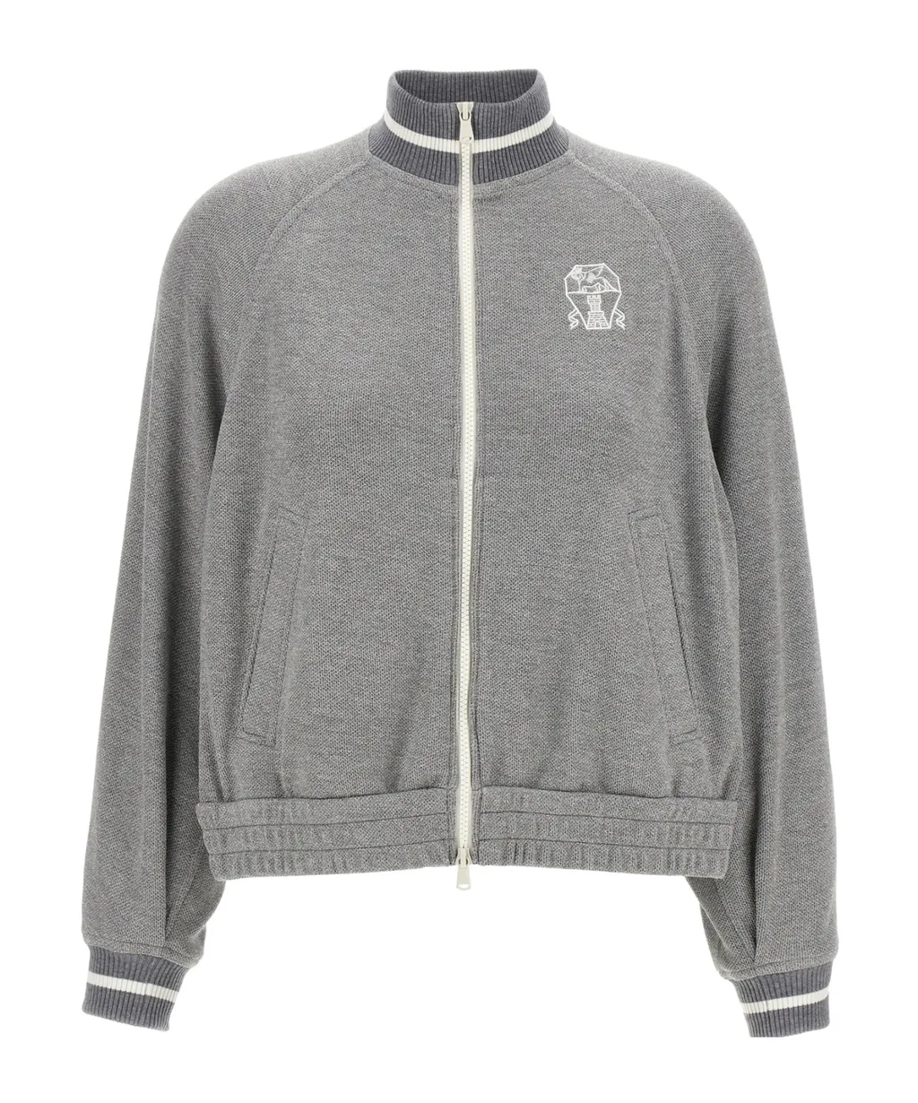 Logo Embroidered Zip-Up Sweatshirt