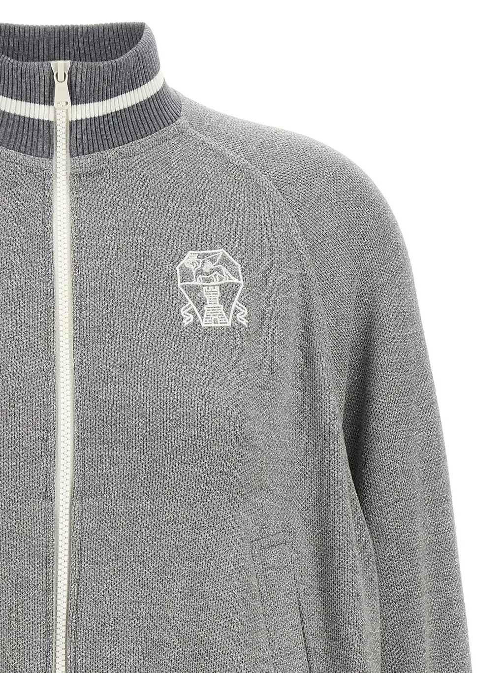 Logo Embroidered Zip-Up Sweatshirt