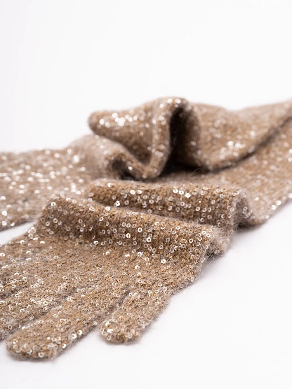 Sequin-Embellished Long Gloves