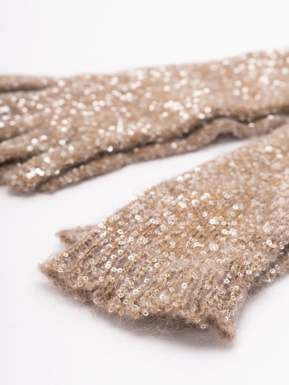 Sequin-Embellished Long Gloves