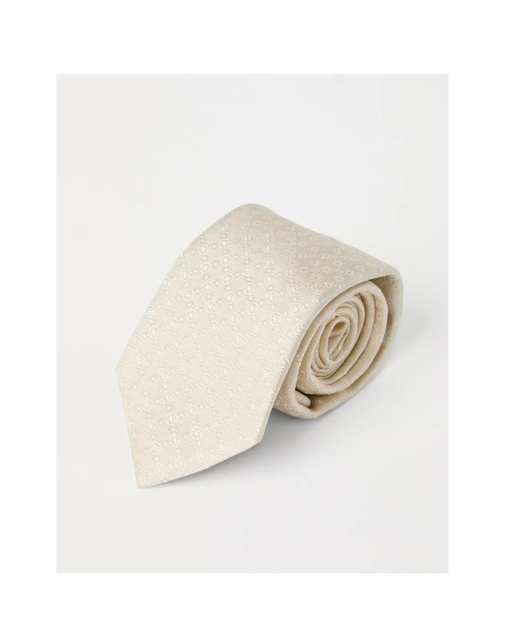 Patterned-Jacquard Pointed Tip Tie