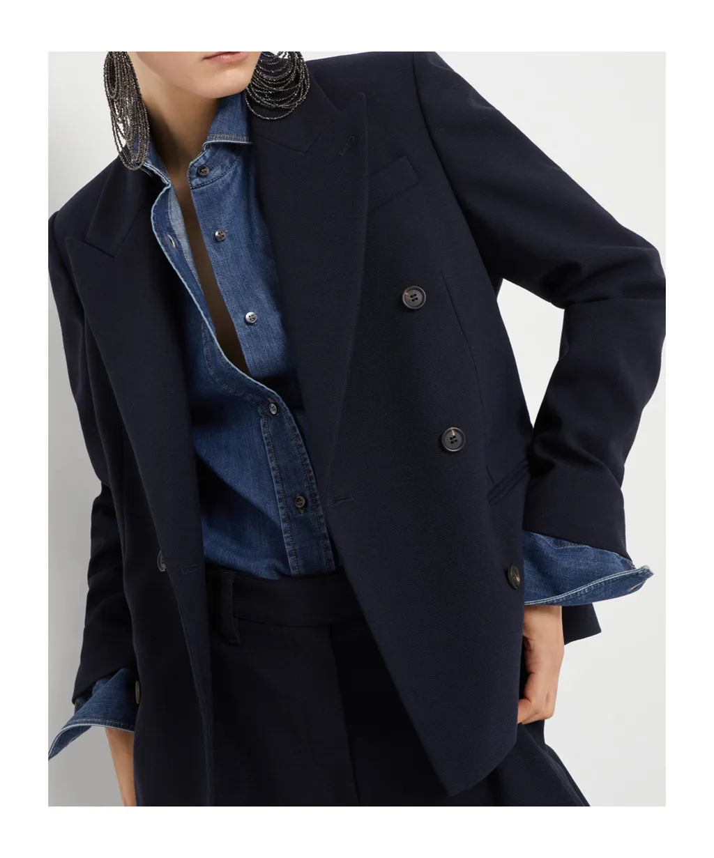 Peak-Lapel Double-Breasted Blazer