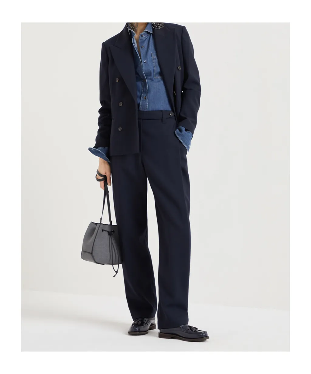 Peak-Lapel Double-Breasted Blazer