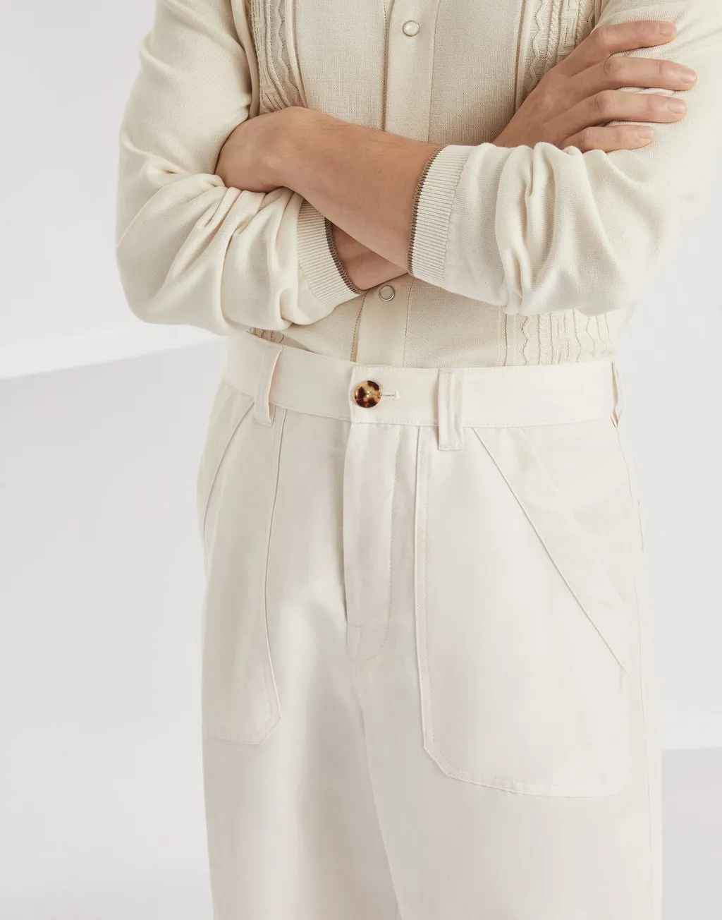 Buttoned Straight Leg Trousers